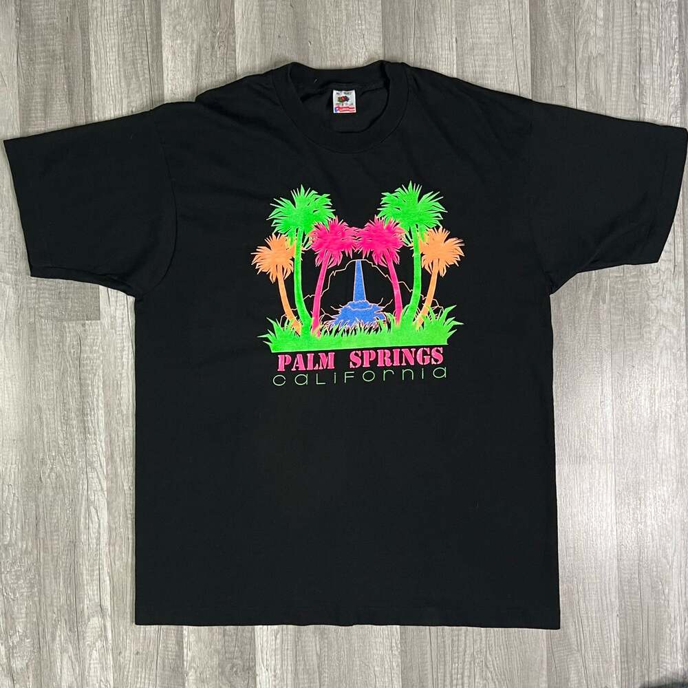 Vintage 90s Neon Palm Spring California Palm Tree Graphic XL